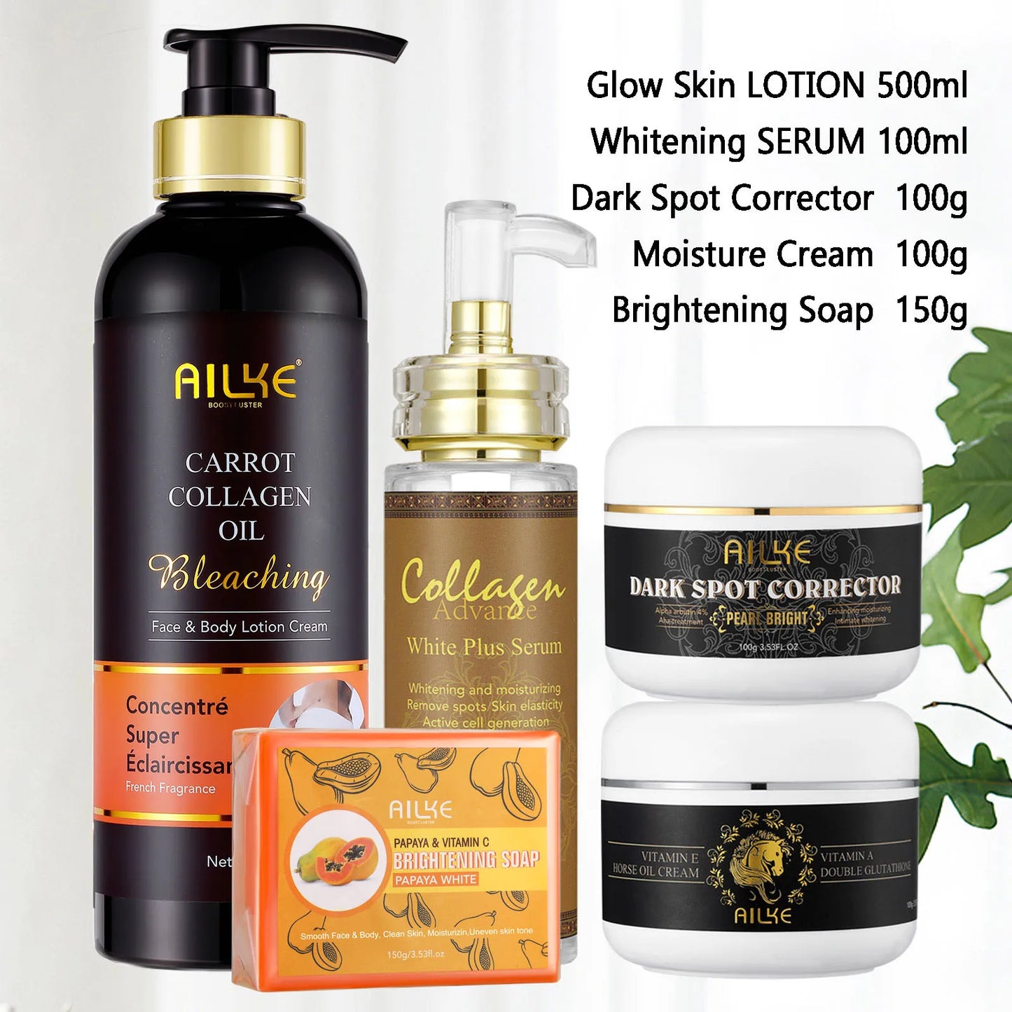 AILKE Collagen Skin Care Set for Women – Hydrating & Brightening Care
