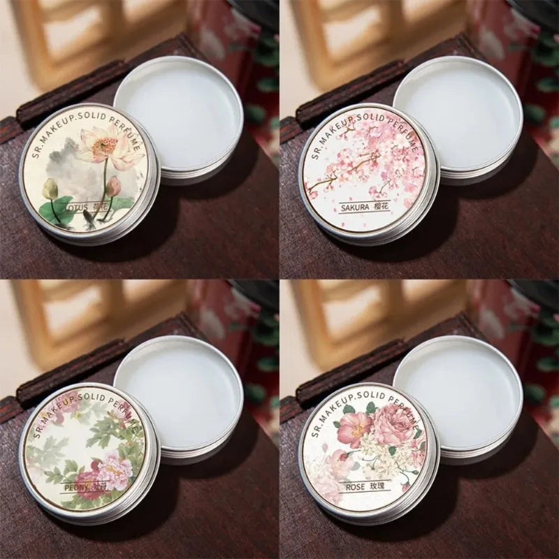 Solid Perfume Balm – Jasmine & Rose Floral Long-Lasting Fragrance (Portable)