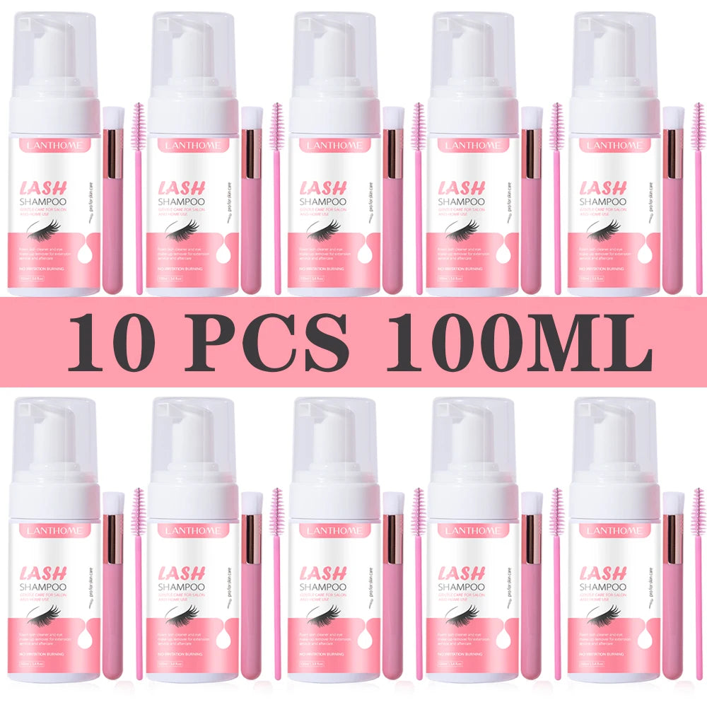 Professional Eyelash Extension Foam Cleanser – Deep Cleaning Set with Brush
