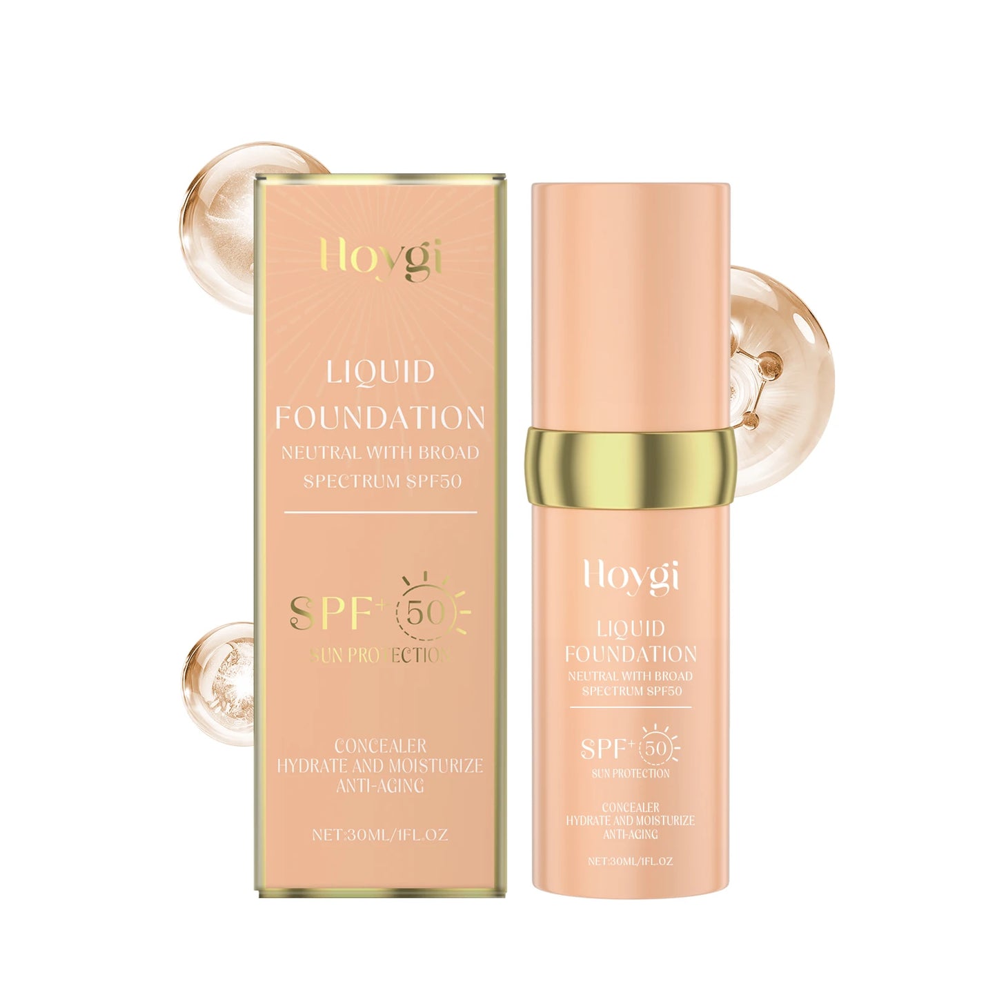 Liquid Face Foundation – SPF 50, Temperature Change Coverage & Hydrating Makeup Base