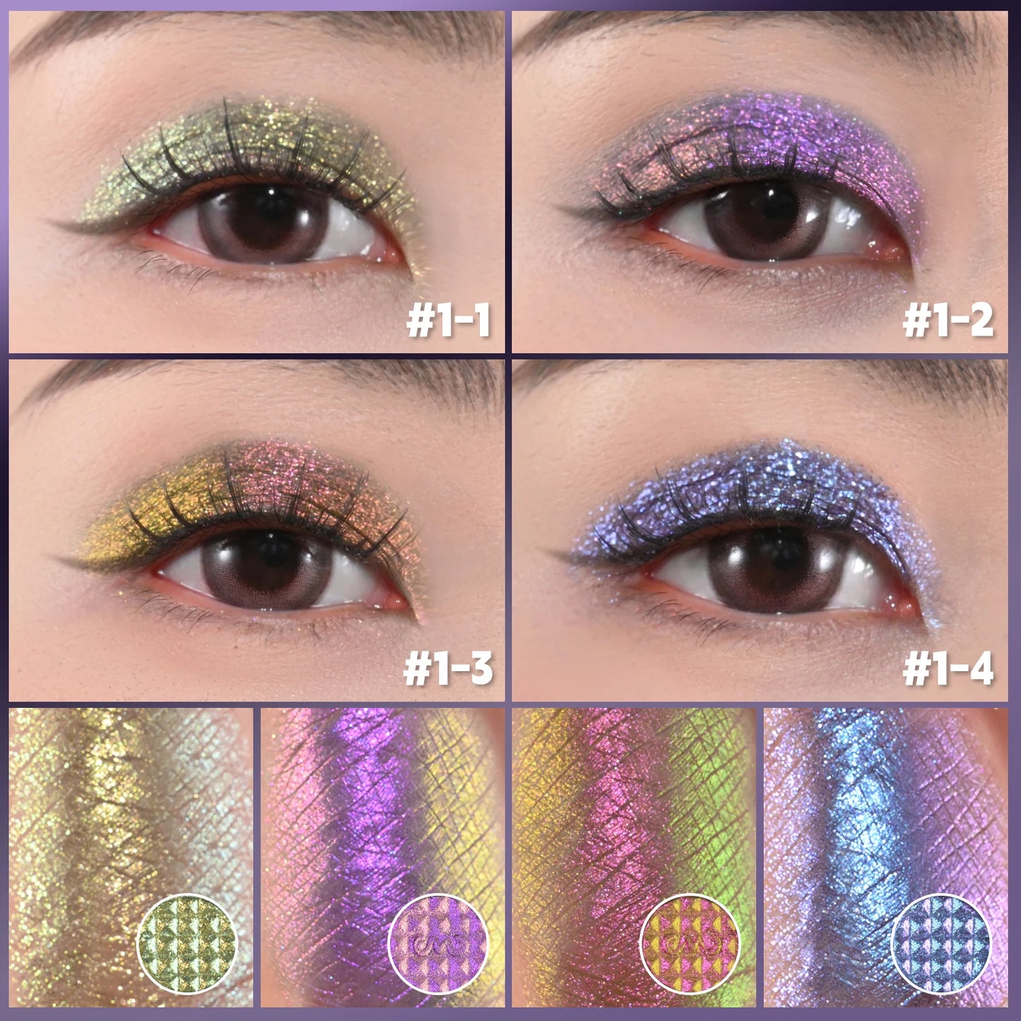 CHARMACY 4-Color Duochrome Eyeshadow Palette – Vegan Multichrome Long Lasting