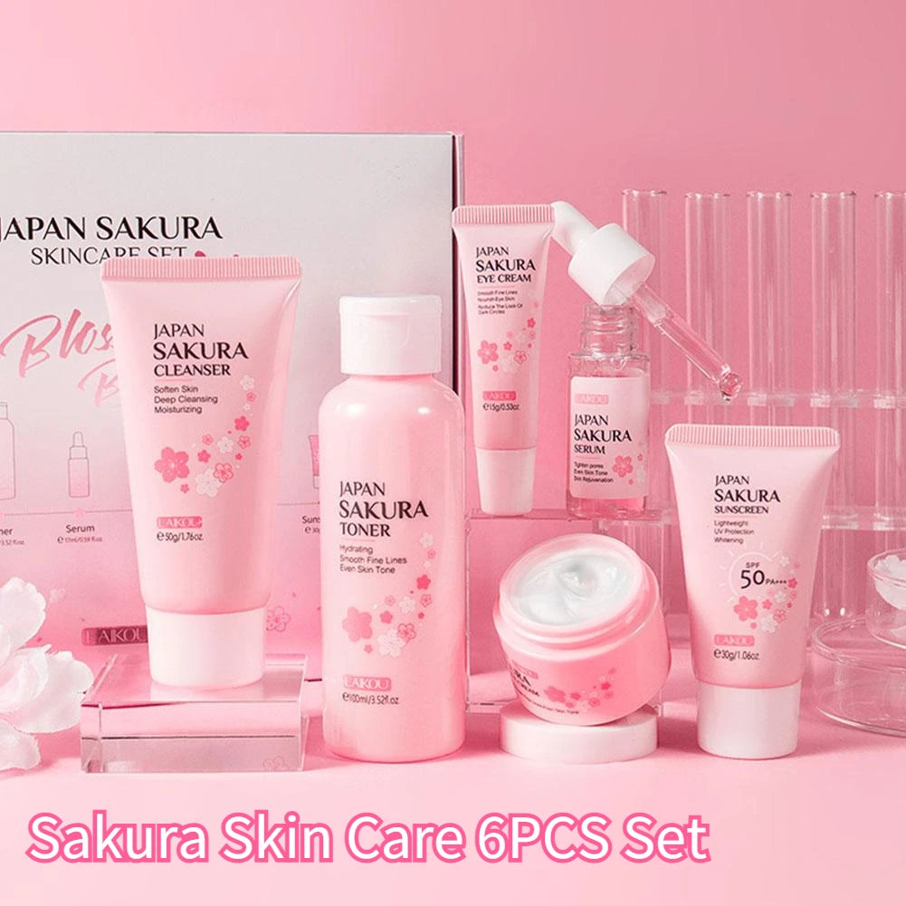 Surnelia Elite: 6-Piece Sakura Complete Brightening & Hydrating Skincare Gift Set
