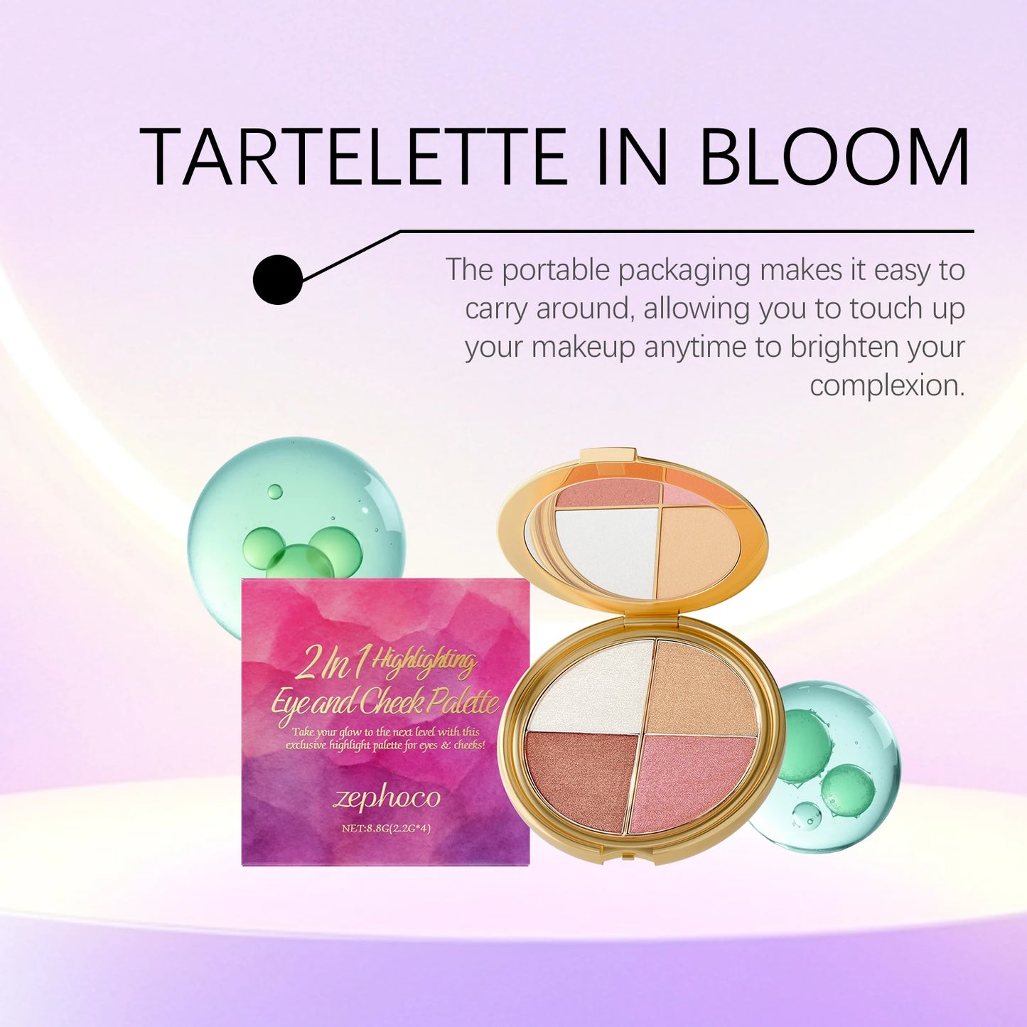 Zephoco Radiance: 4-Color Highlighting Face & Eye Palette