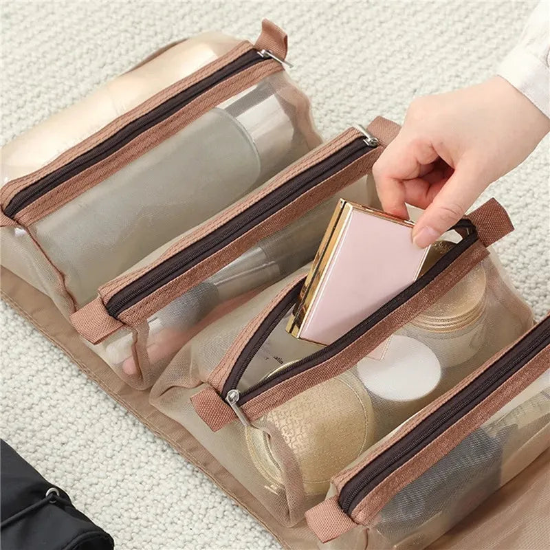 4-in-1 Detachable Cosmetic Bag – Large Capacity Travel Makeup Organizer