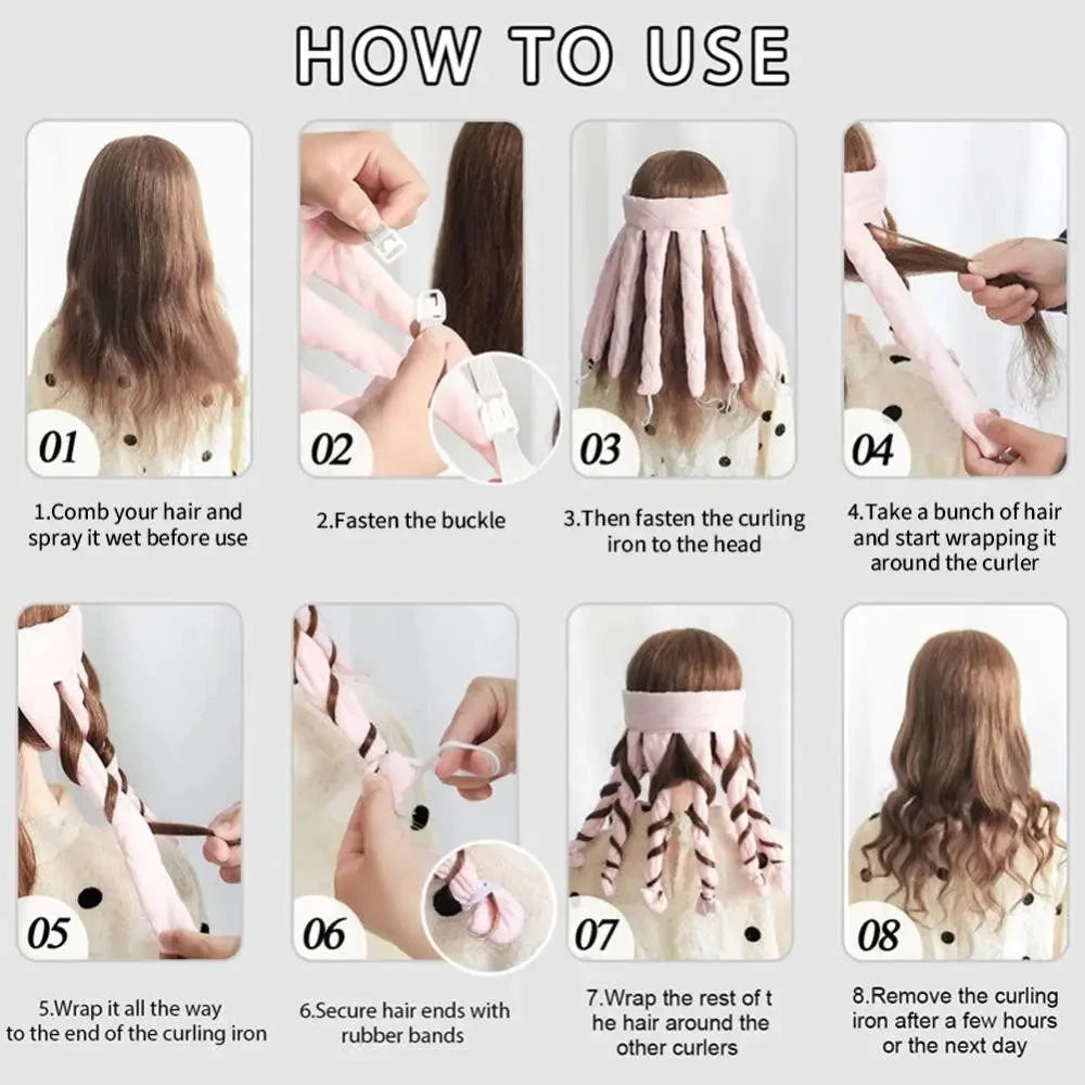Heatless Curling Headband – Silk Ribbon No Heat Hair Curlers