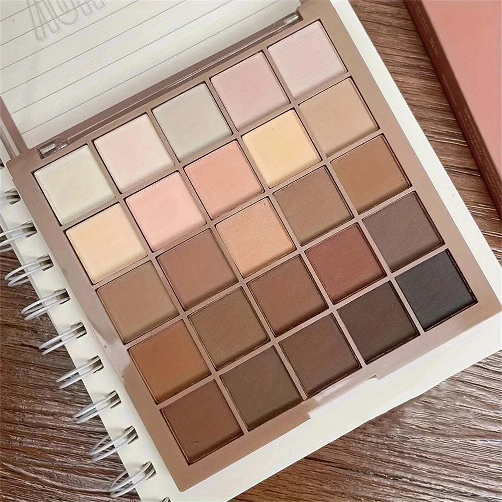 25-Color Eyeshadow Palette – Neutral Grey & Brown Earth Tones