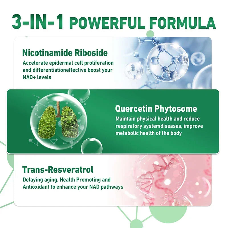NAD+ Supplement – Nicotinamide Riboside with Resveratrol & Quercetin 900mg