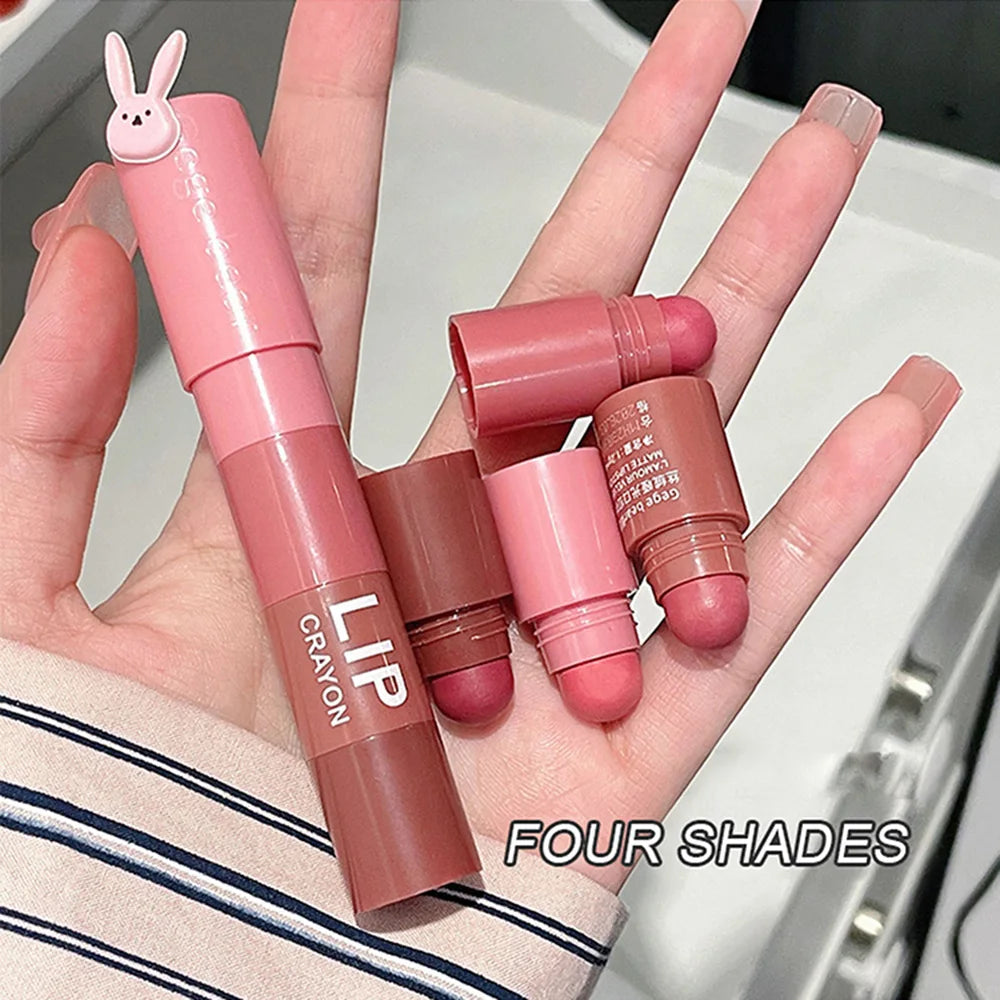 Gege Bear 4-in-1 Velvet Matte Lip Crayon – Waterproof, Long Lasting