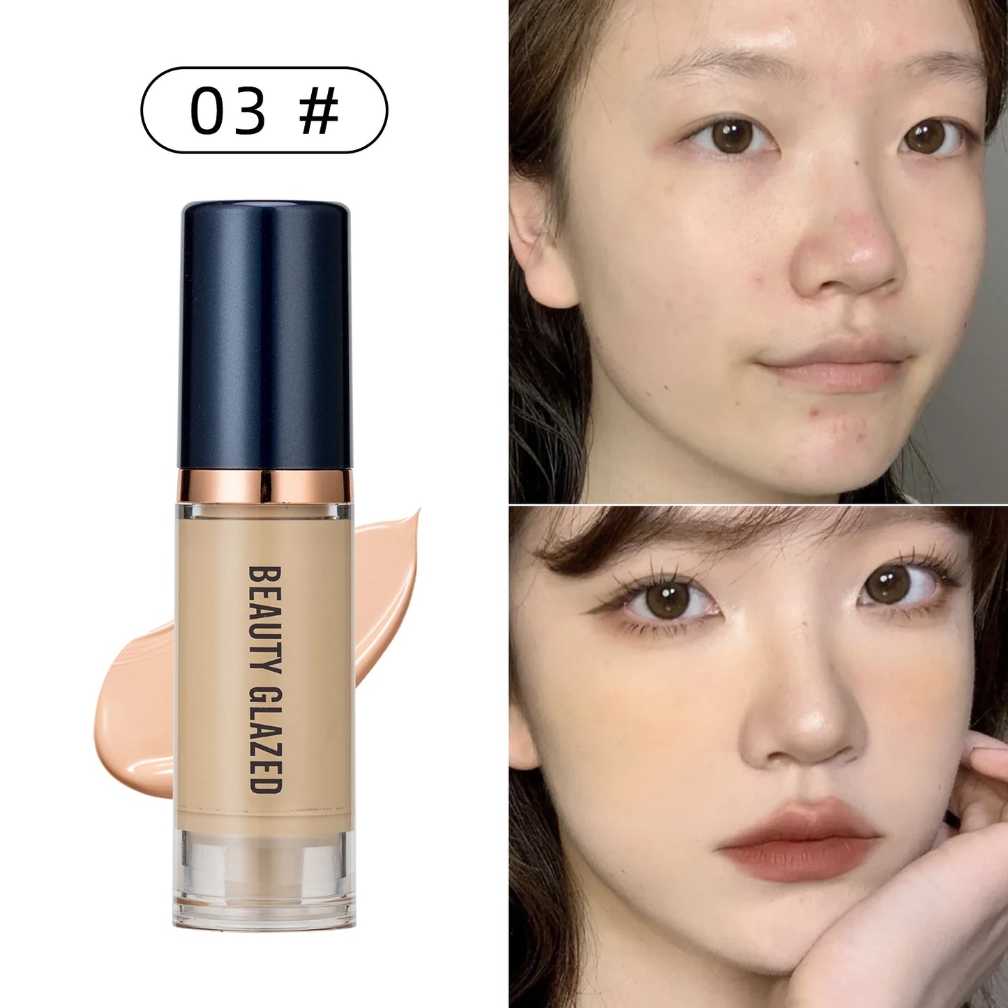 BEAUTY GLAZED Liquid Foundation – Full Coverage, Waterproof & Hydrating (6 Shades)