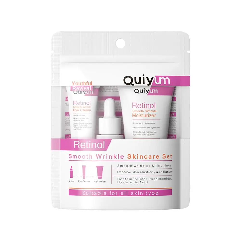 Retinol Skincare Kit – Serum, Face Moisturizer & Eye Cream for Elasticity & Glow