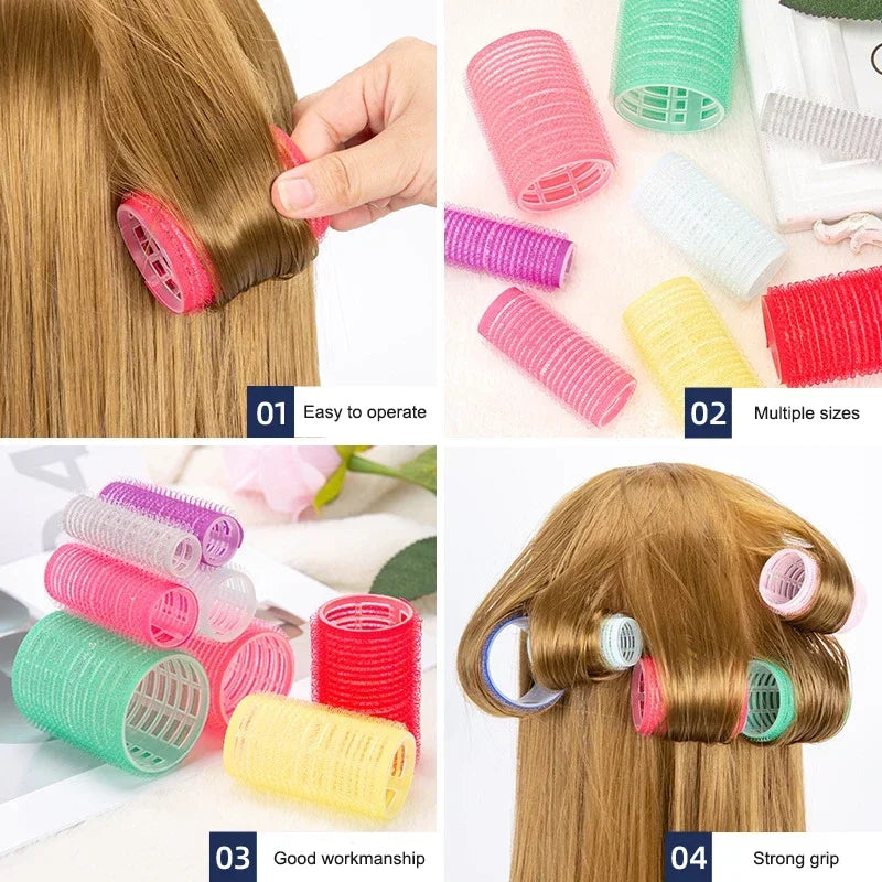 6pcs Self-Grip Hair Rollers – Heatless Curling & Volume Tools