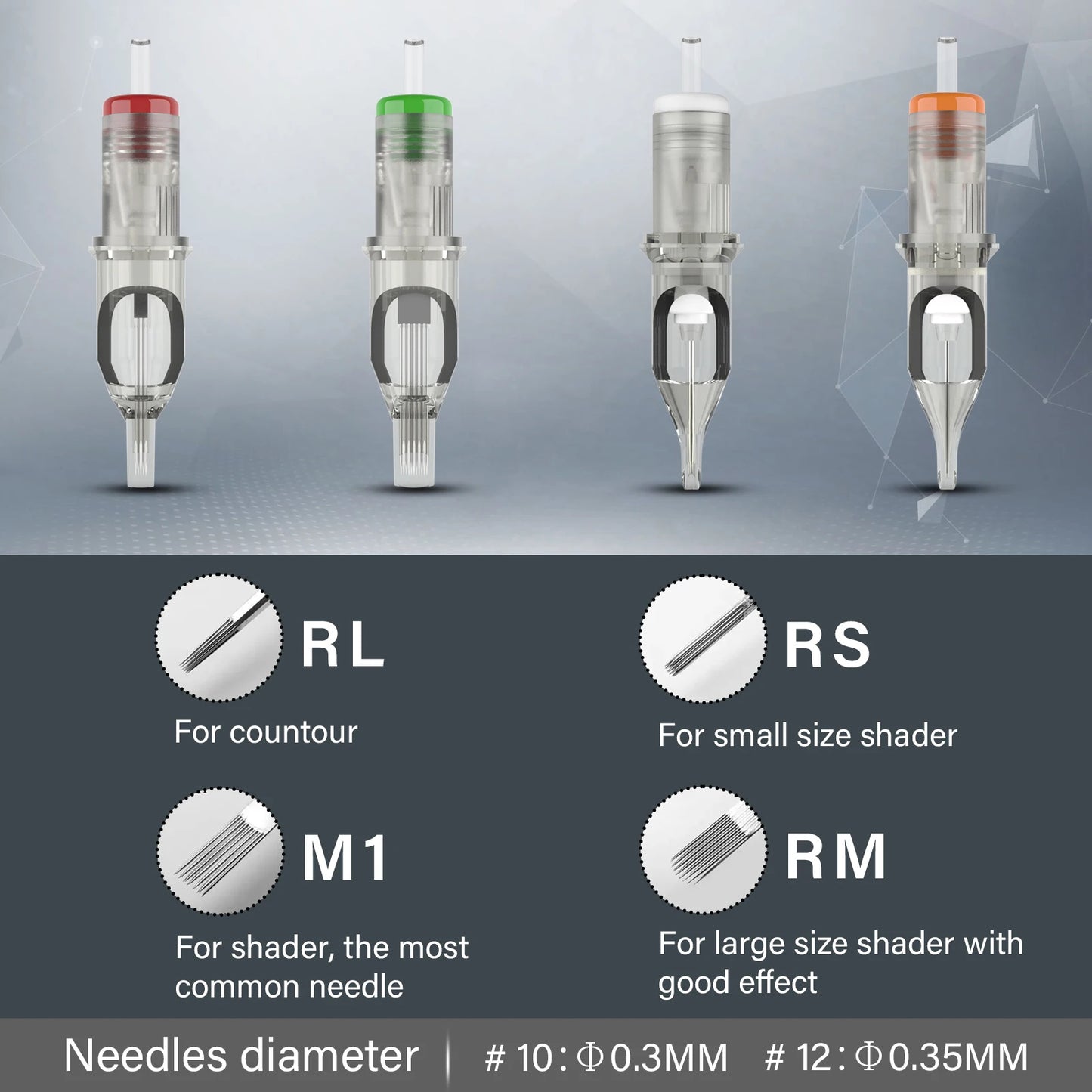 EZ Revolution Pro-Cartridges: 50pcs Professional Tattoo & PMU Needles