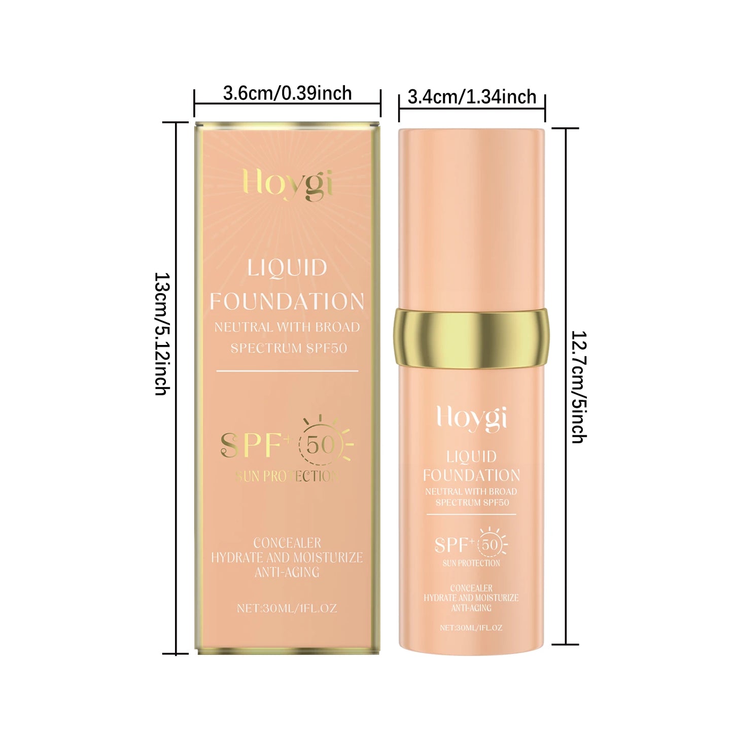Liquid Face Foundation – SPF 50, Temperature Change Coverage & Hydrating Makeup Base