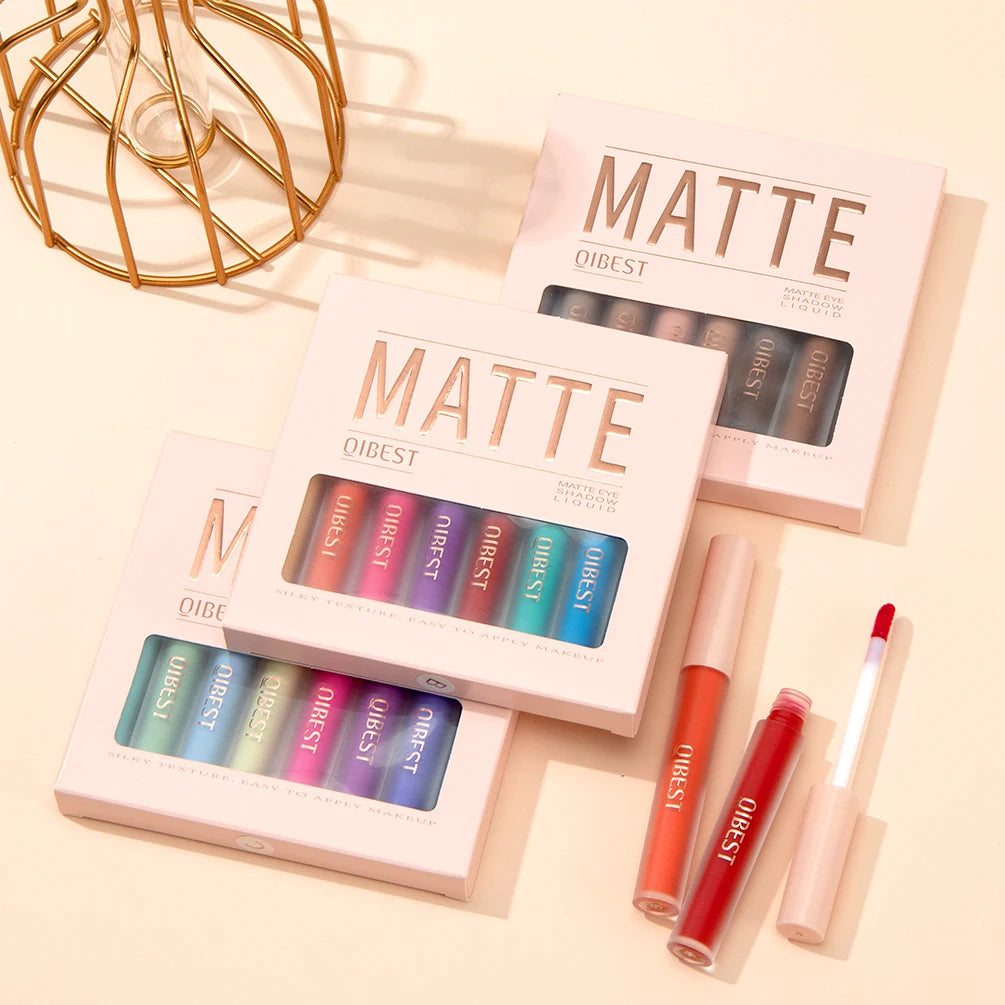 QIBEST Matte Liquid Shadow Collection – 8-Stick Set, Dual-Use for Eyes & Cheeks