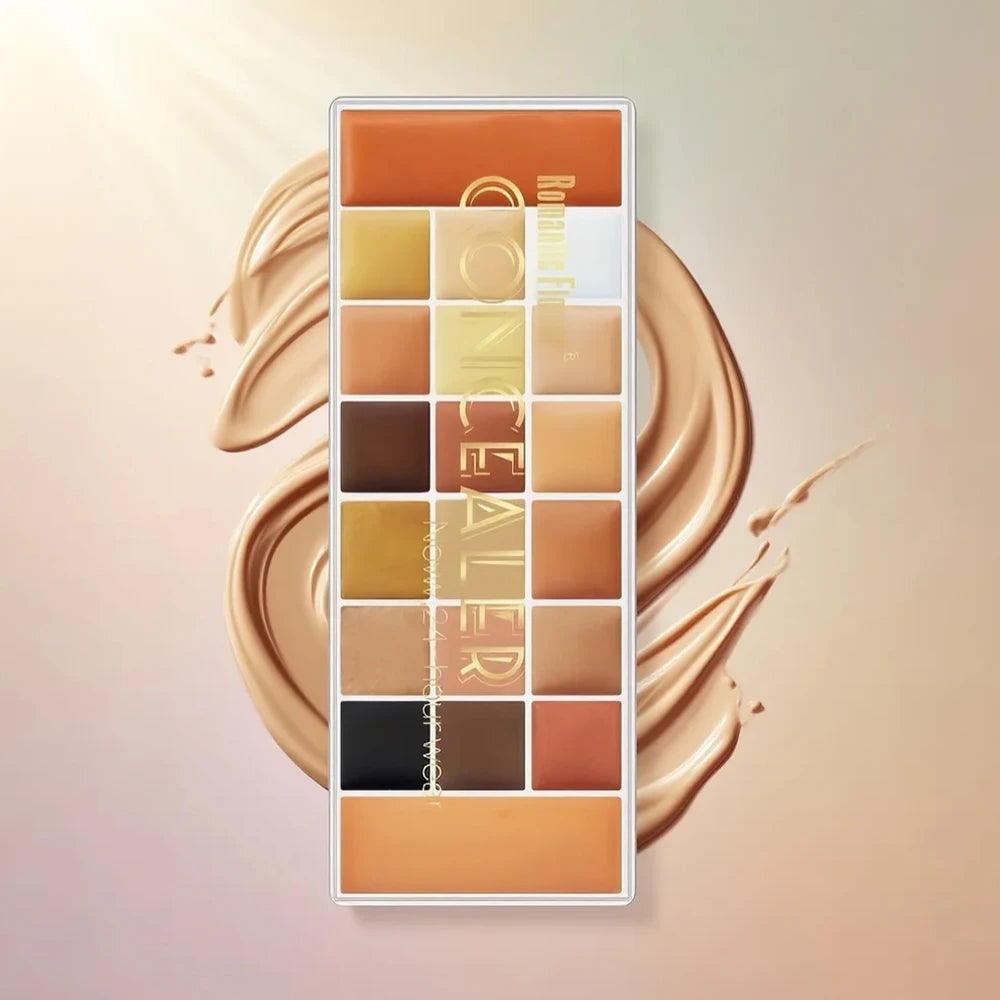Romantic Flower 20-Color Concealer Palette – Full Coverage Earth Tone Makeup Tray