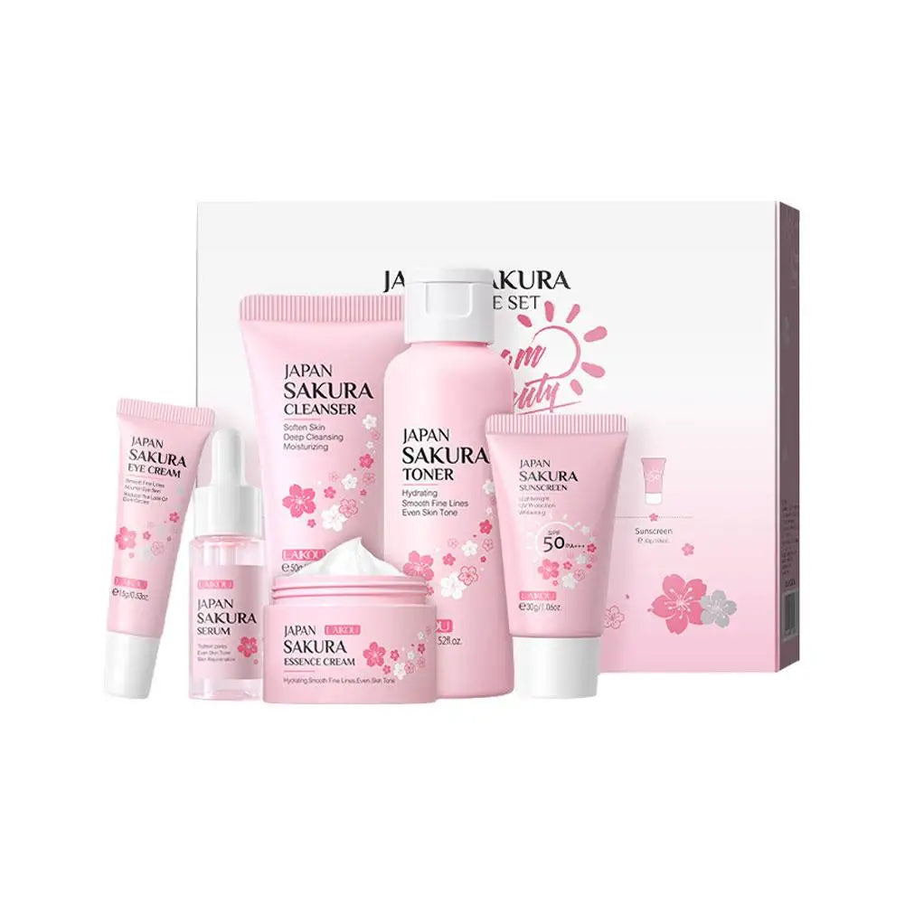 Surnelia Elite: 6-Piece Sakura Complete Brightening & Hydrating Skincare Gift Set