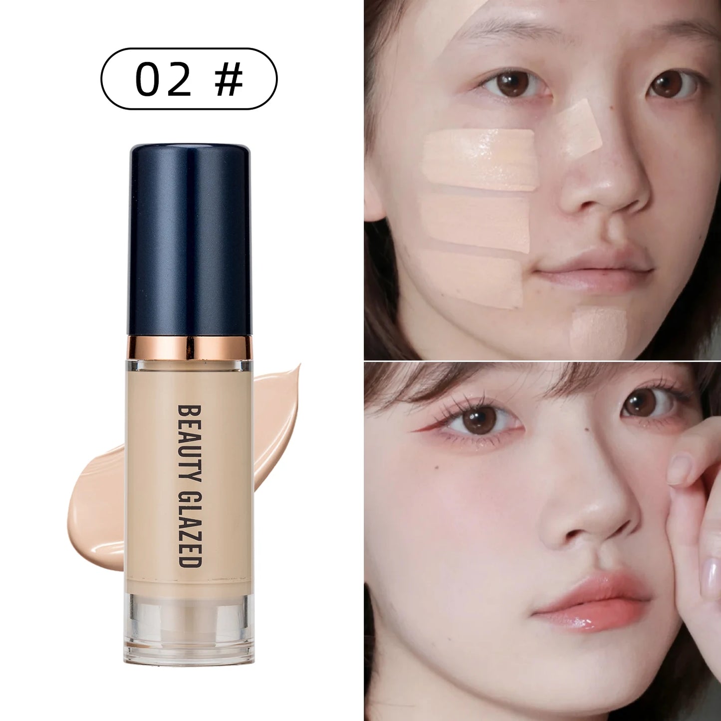 BEAUTY GLAZED Liquid Foundation – Full Coverage, Waterproof & Hydrating (6 Shades)