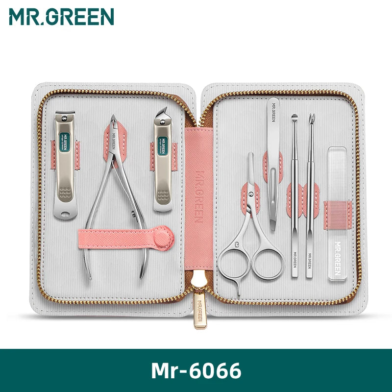 MR.GREEN Professional Manicure Set – Nail Clippers & Grooming Kit in Leather Case