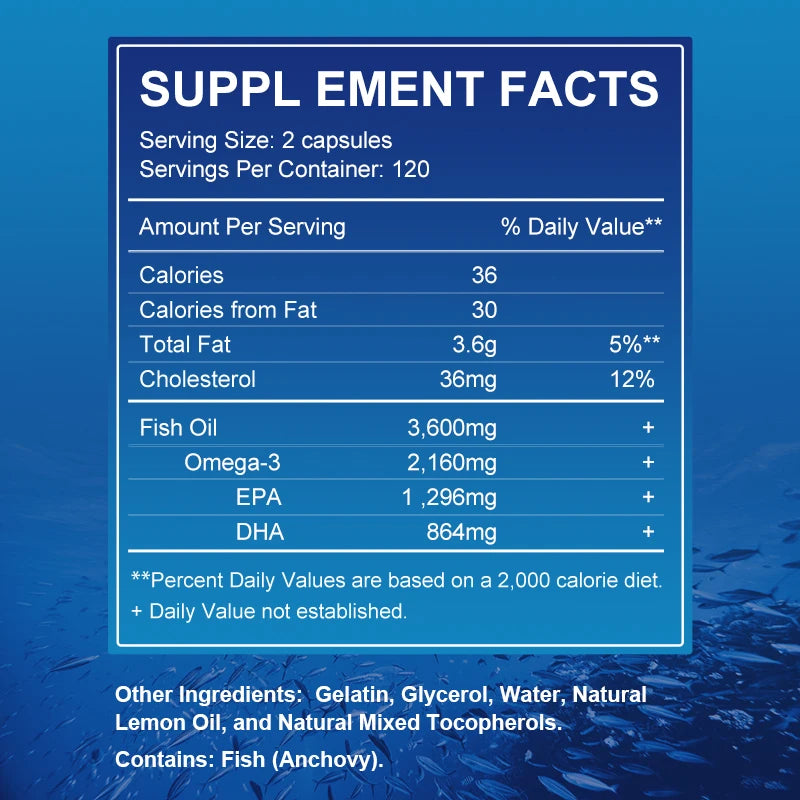 Alxfresh Omega 3 Fish Oil 3600mg – High EPA & DHA Supplement