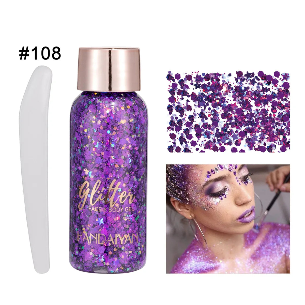 Face & Body Glitter Stickers – Rhinestone Gel Makeup for Festival