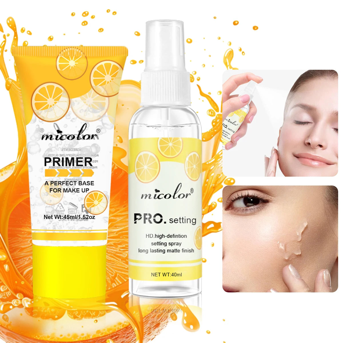 Makeup Primer & Setting Spray Set – Pore Blurring & Long Lasting Hold