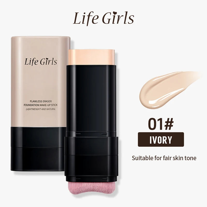 Hydrating Foundation Stick with Brush – Lightweight & Waterproof