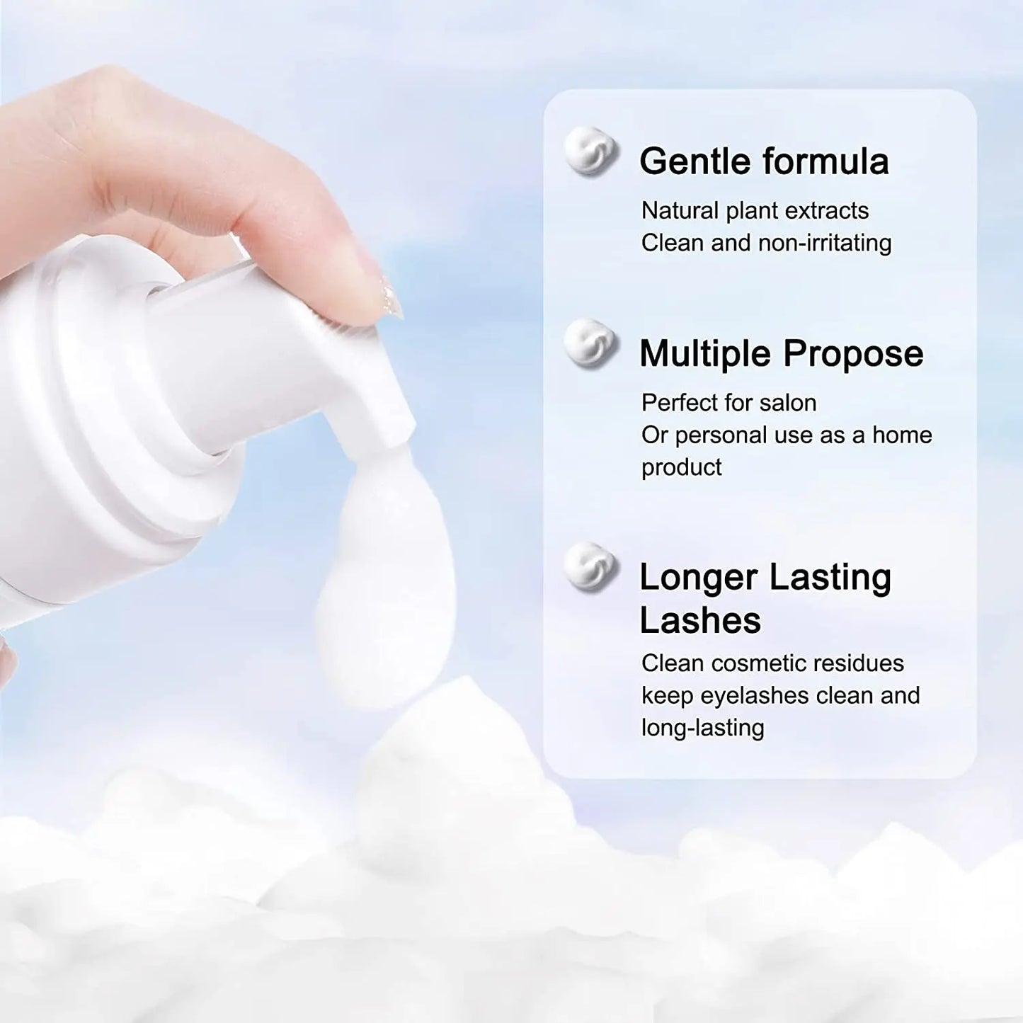 Professional Eyelash Extension Foam Cleanser – Deep Cleaning Set with Brush