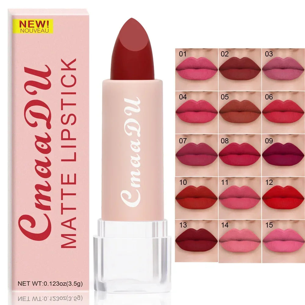 CmaaDu 15-Color Matte Liquid Lipstick Set – Waterproof Long Wear