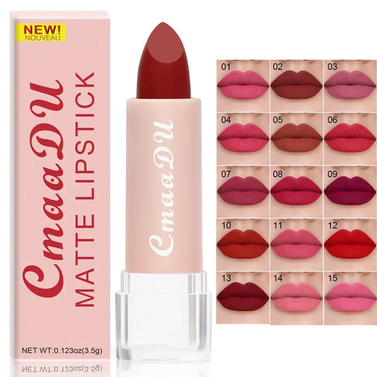 CmaaDu 15-Color Matte Liquid Lipstick Set – Waterproof Long Wear