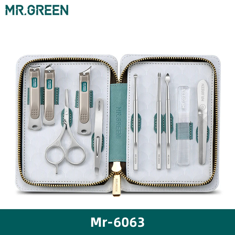 MR.GREEN Professional Manicure Set – Nail Clippers & Grooming Kit in Leather Case