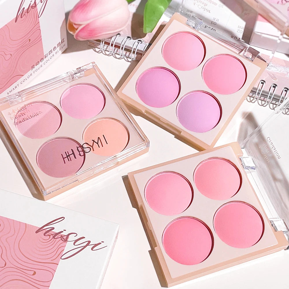 4-Color Matte Blush Palette – Natural Glow & Blendable Cheek Color