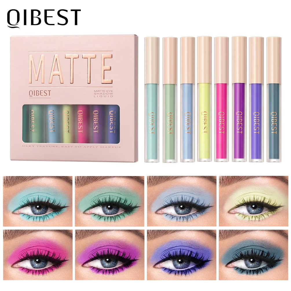 QIBEST Matte Liquid Shadow Collection – 8-Stick Set, Dual-Use for Eyes & Cheeks