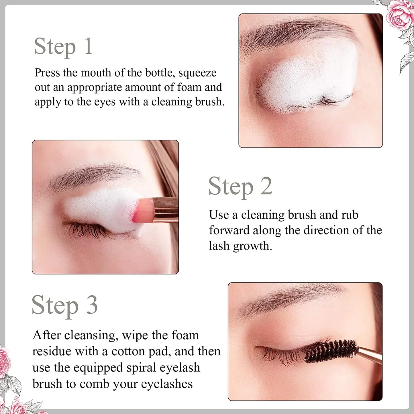 Professional Eyelash Extension Foam Cleanser – Deep Cleaning Set with Brush