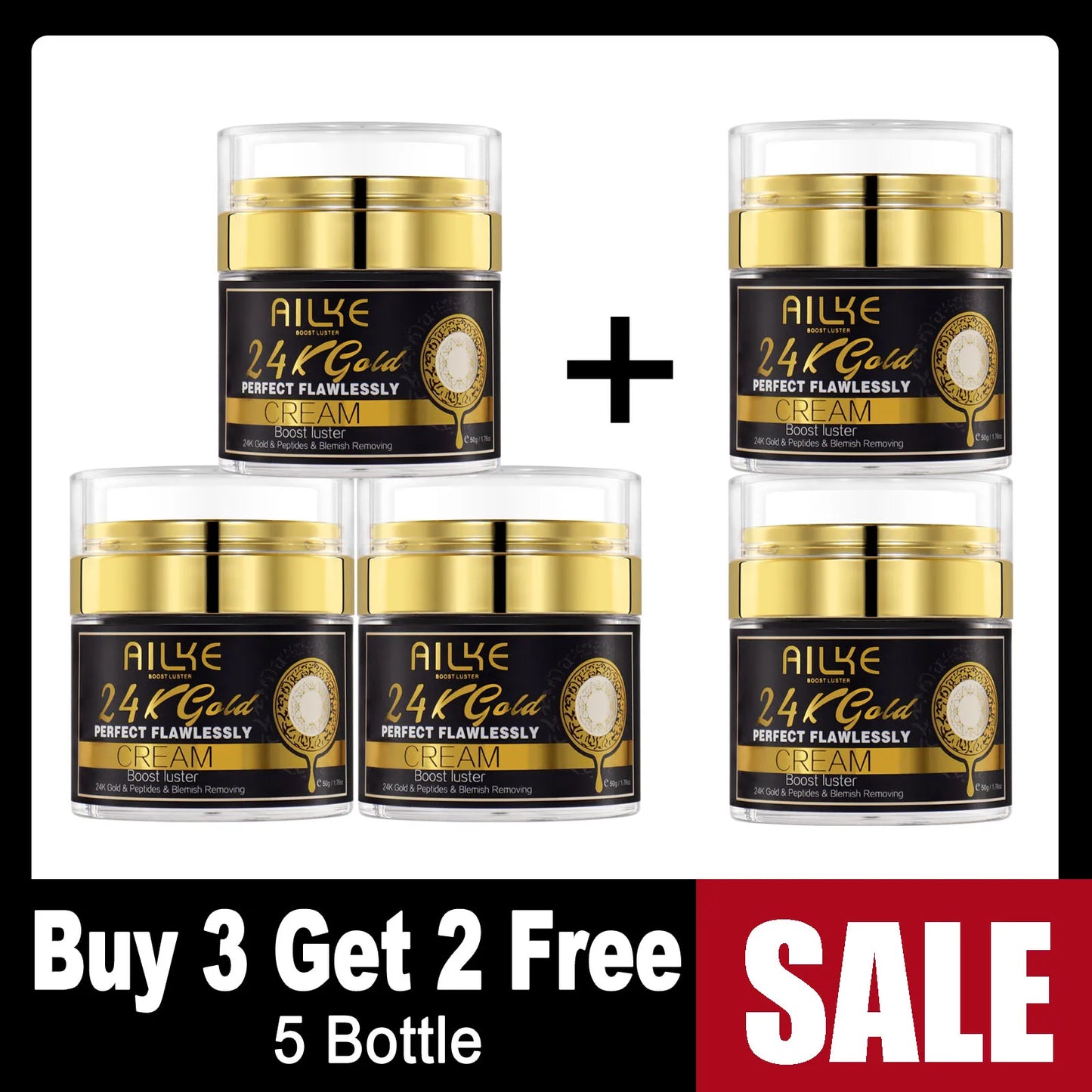 AILKE 24K Gold Skin Care Range – Dark Spot Reducer, Moisturizer & Anti-Wrinkle for Men & Women