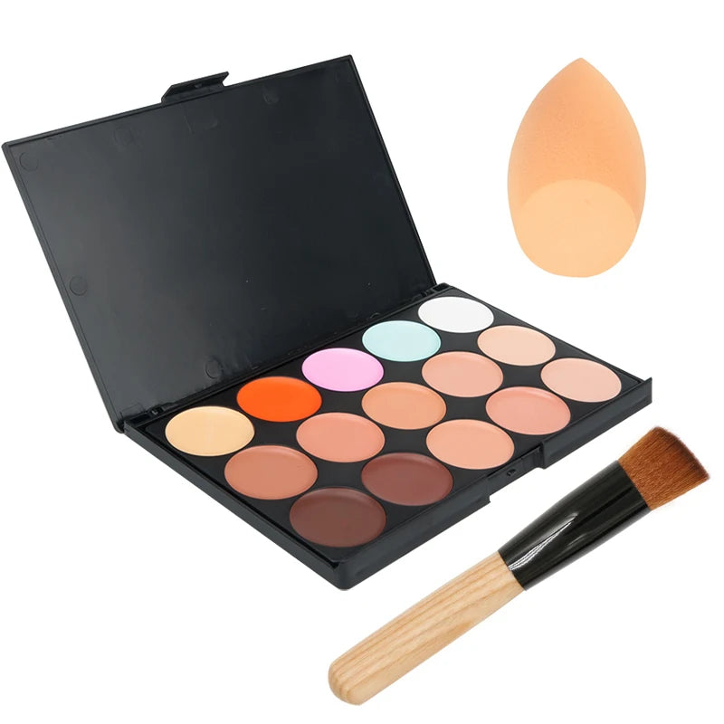 15-Color Concealer & Contour Palette – Full Coverage Camouflage Cream