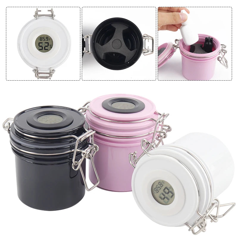 Eyelash Glue Storage Jar – Airtight with Hygrometer