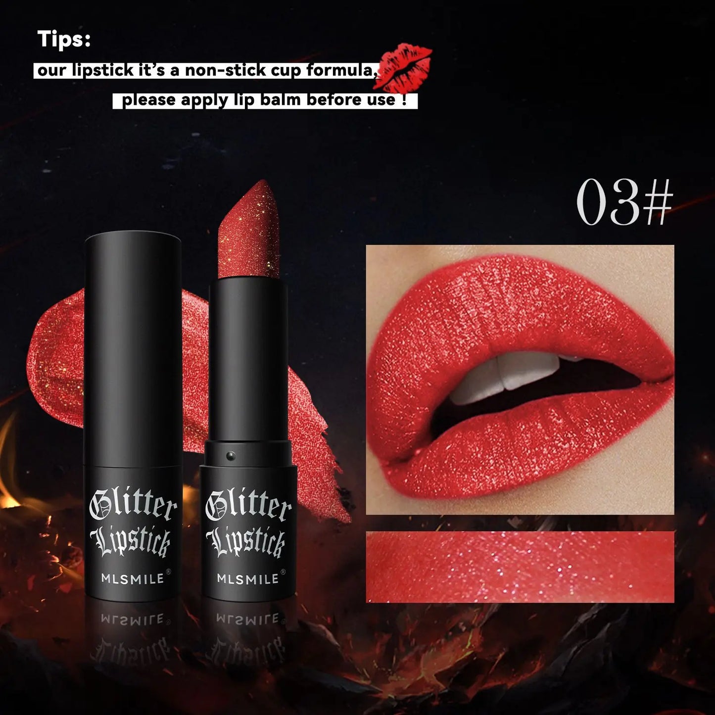 7-Color Glitter Lipstick – Waterproof Diamond Metallic Shine