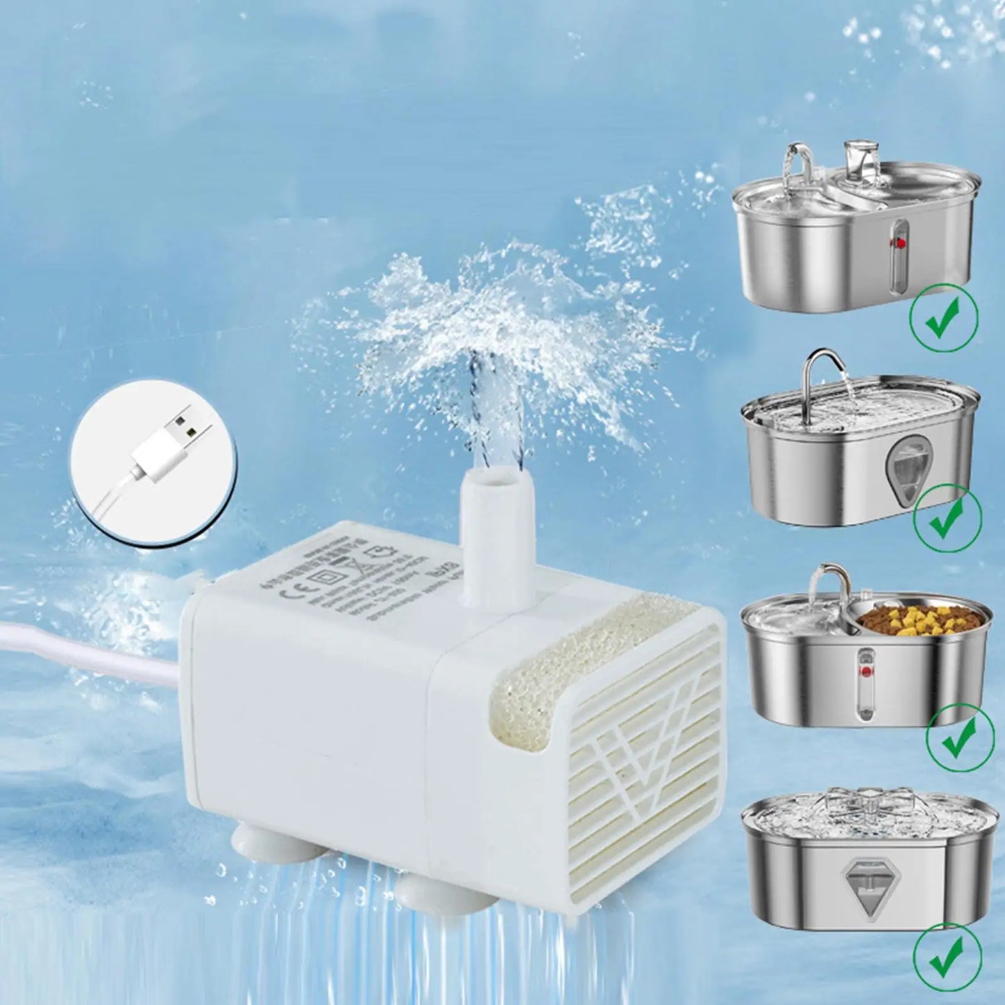 PureFlow: USB Submersible Pump for Cat Water Fountains