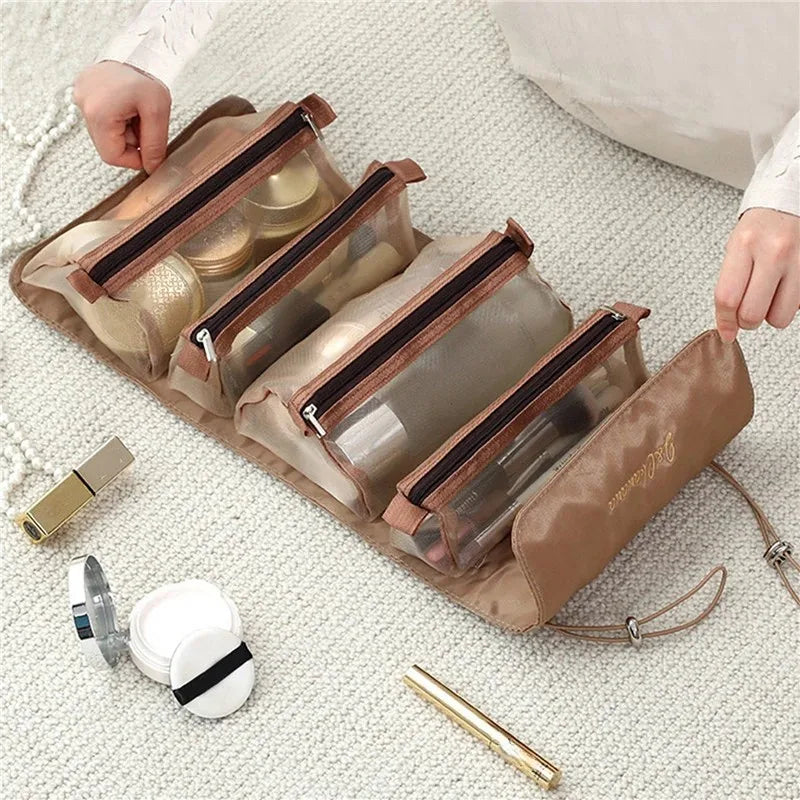 4-in-1 Detachable Cosmetic Bag – Large Capacity Travel Makeup Organizer