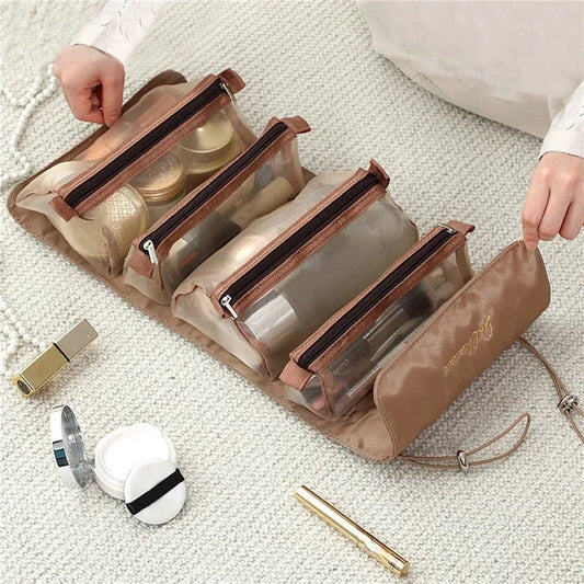 4-in-1 Detachable Cosmetic Bag – Large Capacity Travel Makeup Organizer