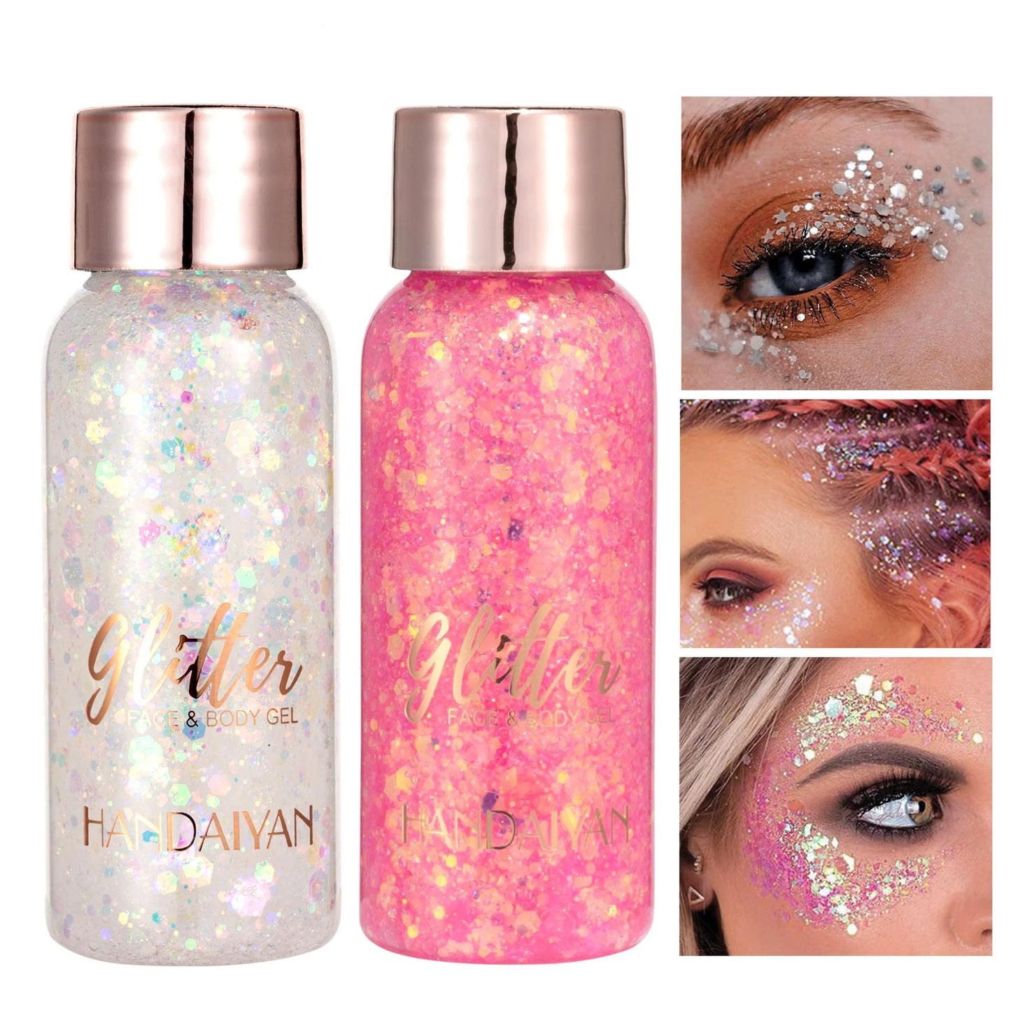 Face & Body Glitter Stickers – Rhinestone Gel Makeup for Festival
