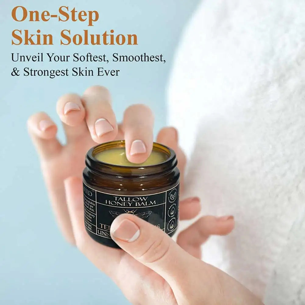 Organic Beef Tallow Balm with Raw Honey – All-Natural Handmade Moisturizer for Soft Skin