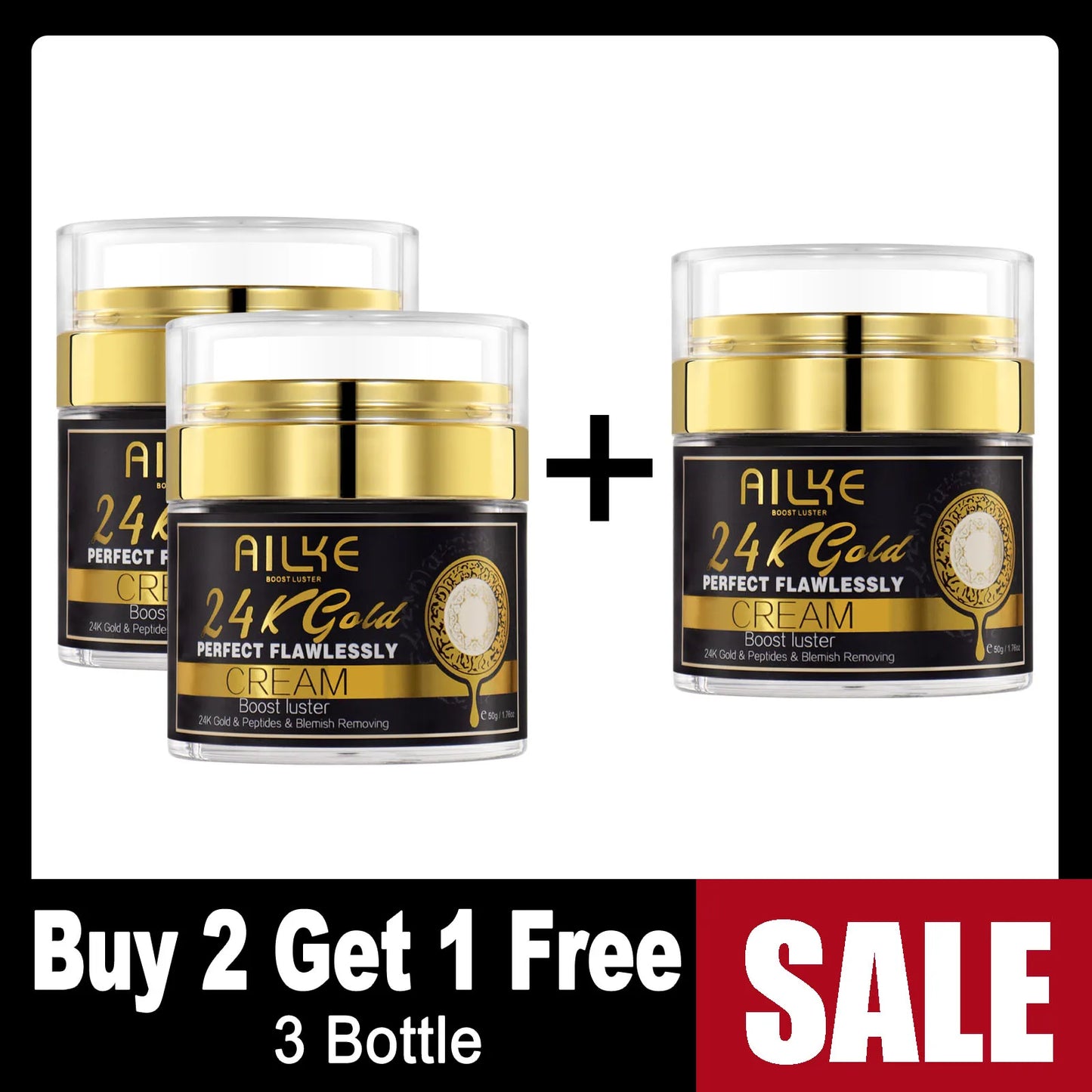 AILKE 24K Gold Skin Care Range – Dark Spot Reducer, Moisturizer & Anti-Wrinkle for Men & Women