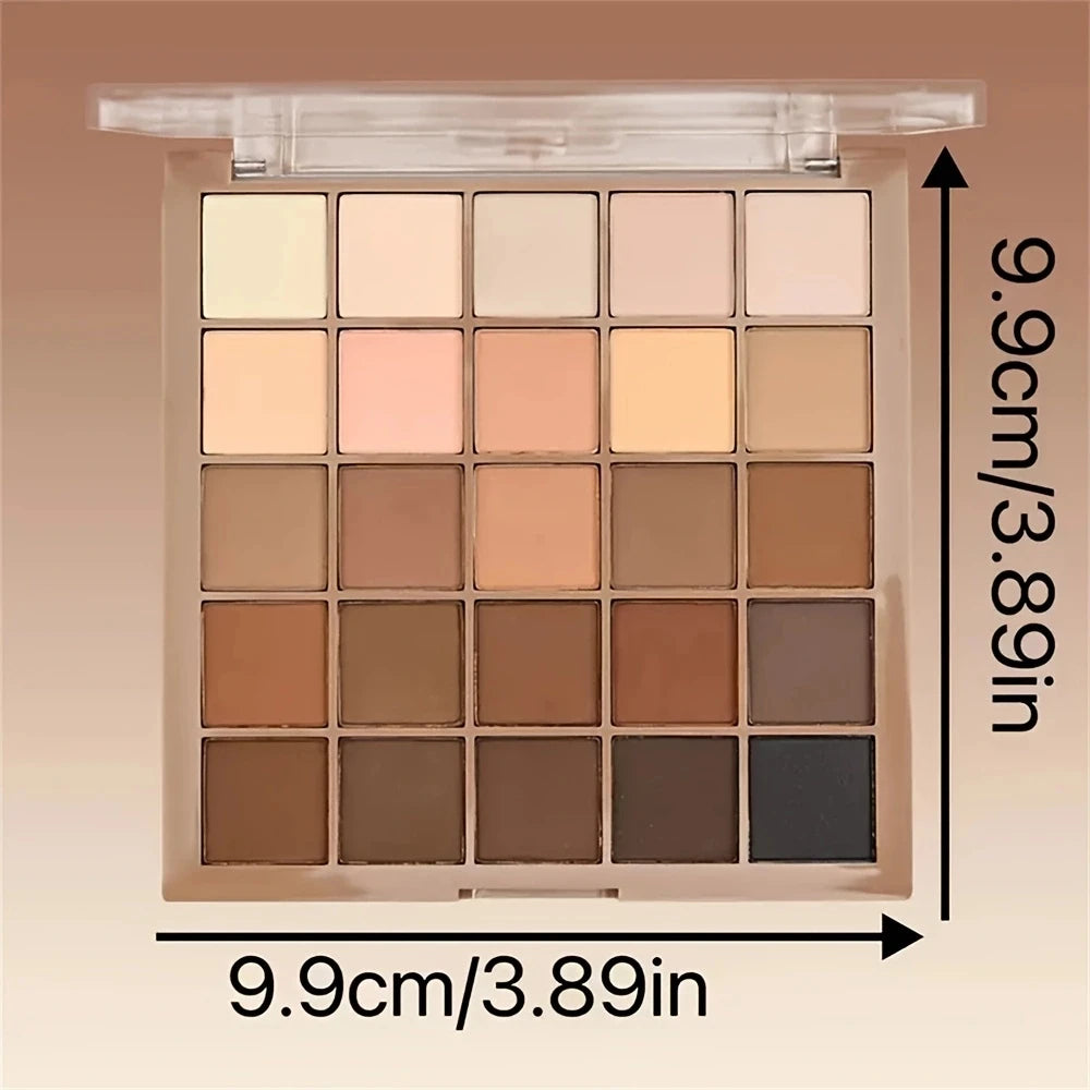 25-Color Eyeshadow Palette – Neutral Grey & Brown Earth Tones