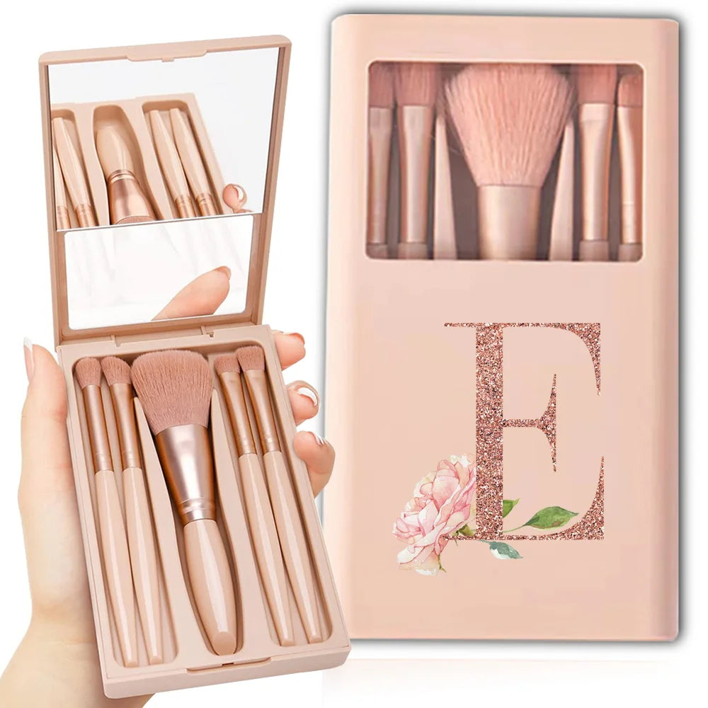 5pcs Makeup Brush Set – Foldable Case with Mirror