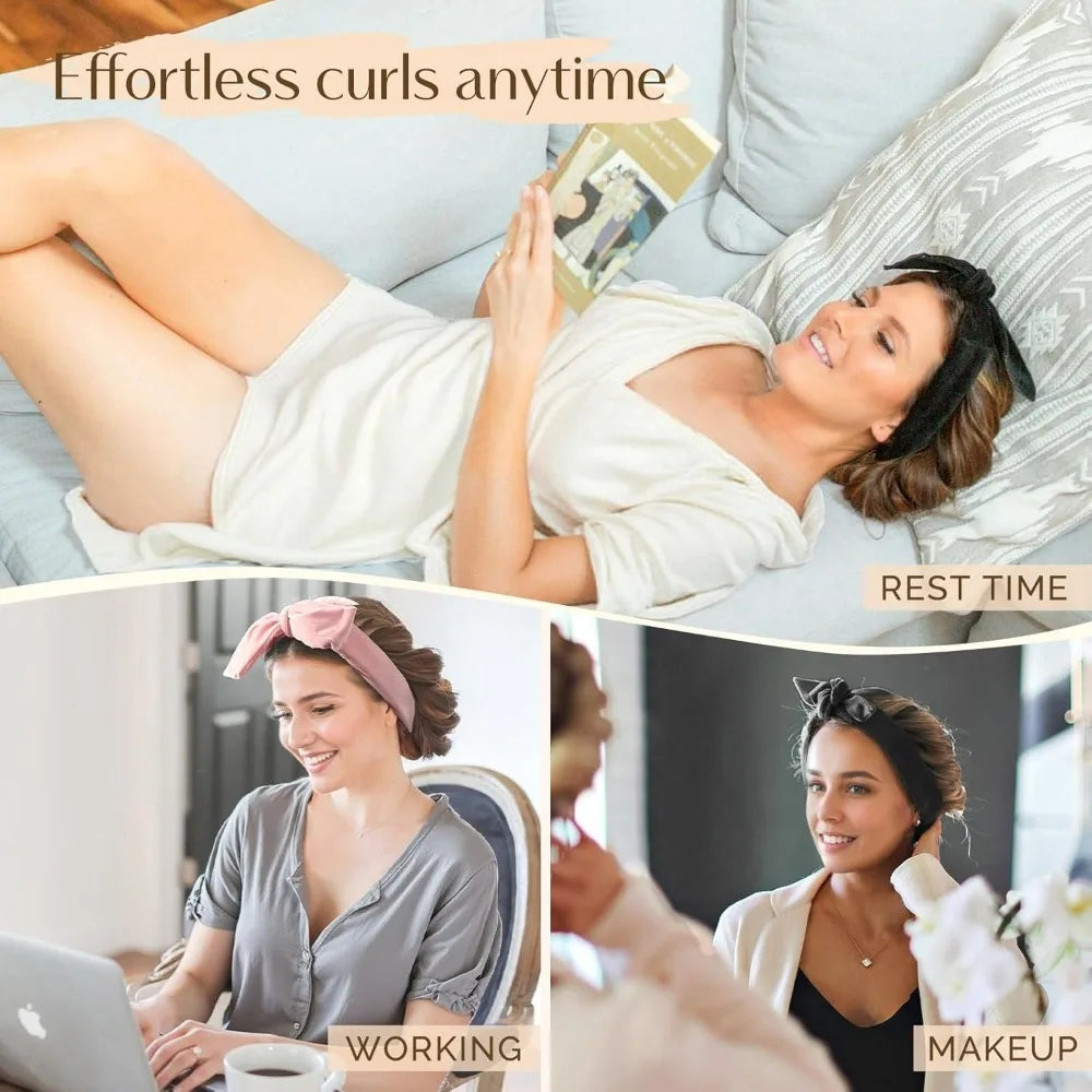 Heatless Hair Curler Set – No Heat Sleeping Curlers with Scrunchies & Clip