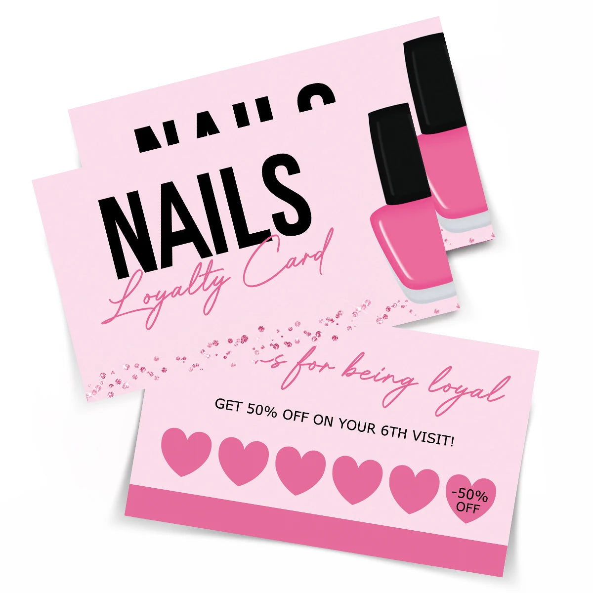 50pcs Nail Business Cards – Press On Nail Loyalty Cards