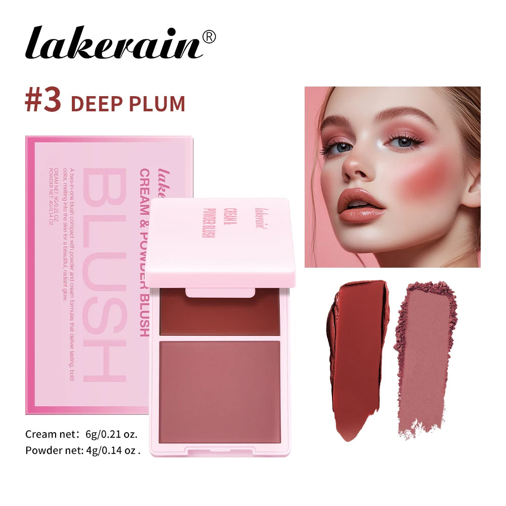 Dual-Texture Blush Palette: Cream & Powder Hybrid (5 Shades)