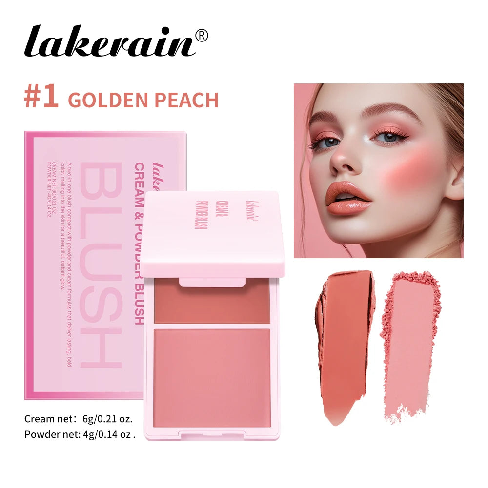 Dual-Texture Blush Palette: Cream & Powder Hybrid (5 Shades)
