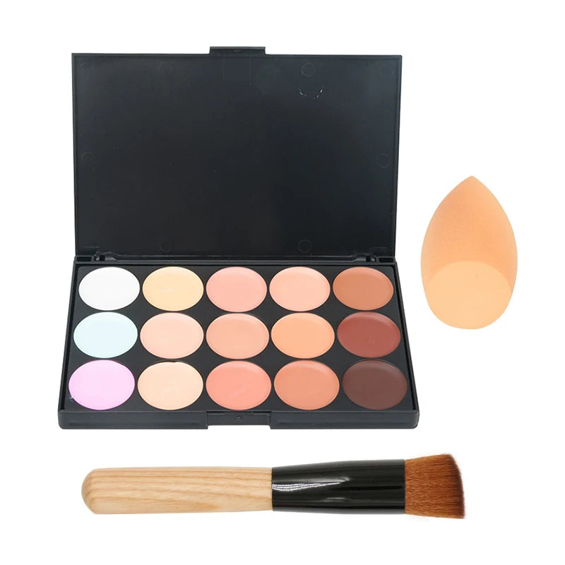 15-Color Concealer & Contour Palette – Full Coverage Camouflage Cream